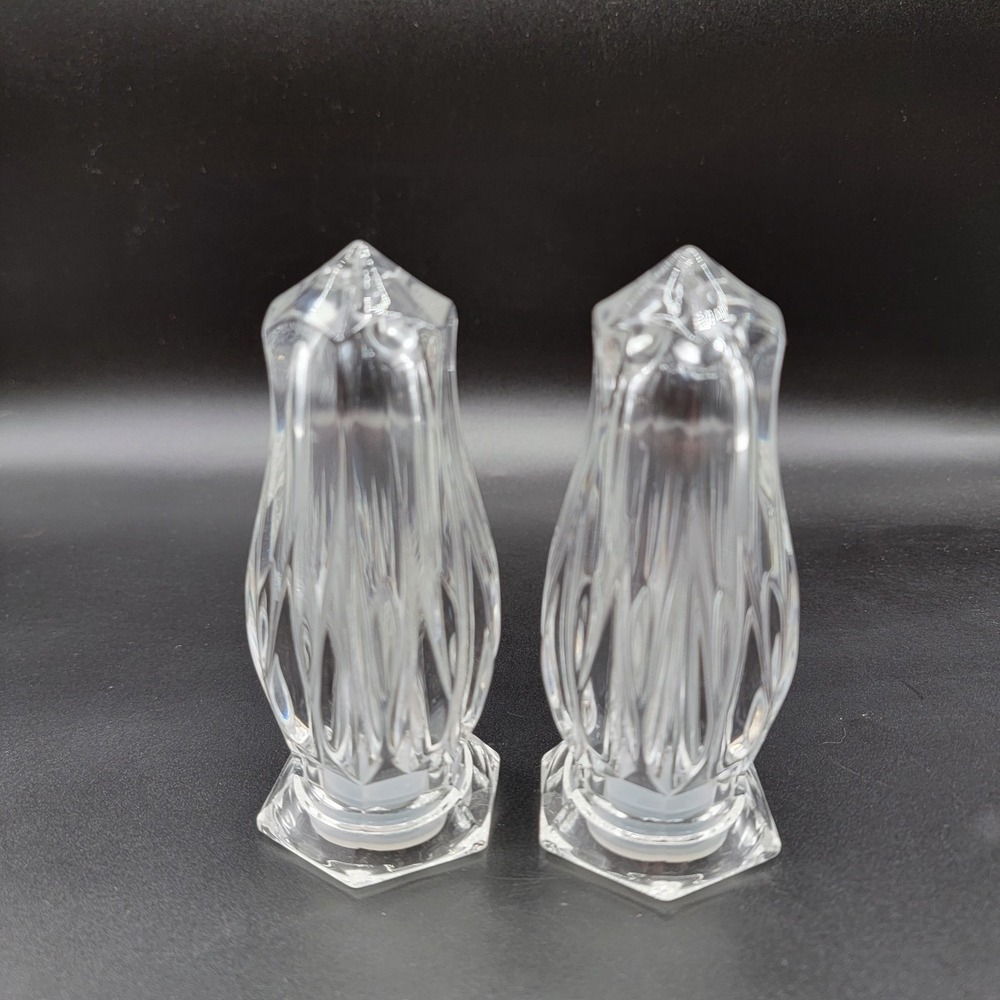 Salt & Pepper Vtg Shakers Mikasa Crystal Icicles Pattern Discontinued 4 3/8" - Picture 3 of 6